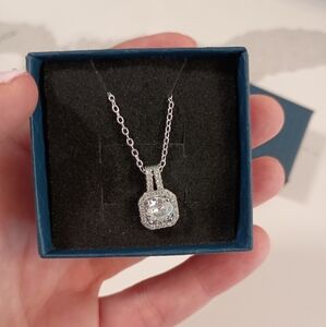 New Moissanite Necklace Sterling Silver. Beautiful Gift 🎁 With A Gift Box